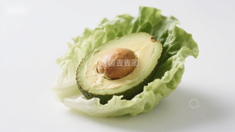 高清大图下载【趣麦麦图】牛油果切片置于生菜上