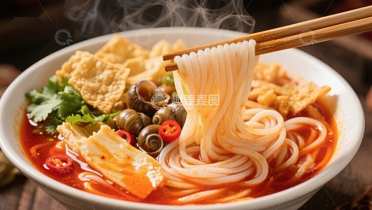 热气腾腾的米粉汤碗