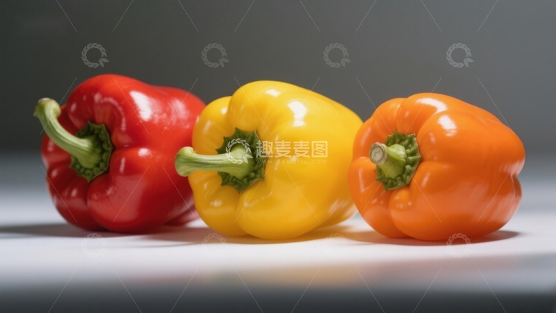 高清大图下载【趣麦麦图】三种颜色的甜椒并排摆放