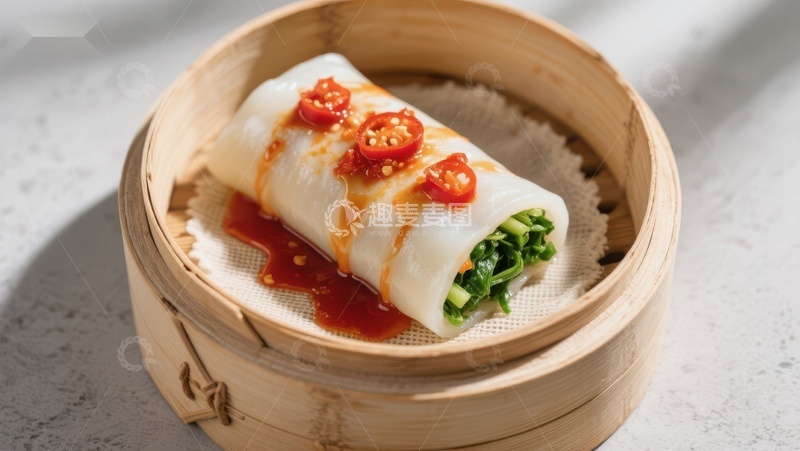 高清大图下载【趣麦麦图】蒸笼中的美味肠粉