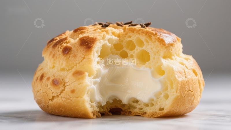 高清大图下载【趣麦麦图】奶油泡芙特写，金黄酥脆