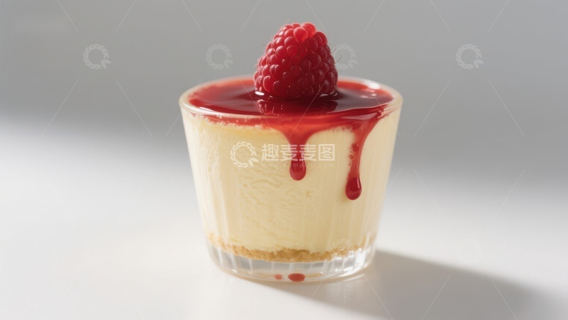 高清大图下载【趣麦麦图】覆盆子酱淋面的奶酪甜点