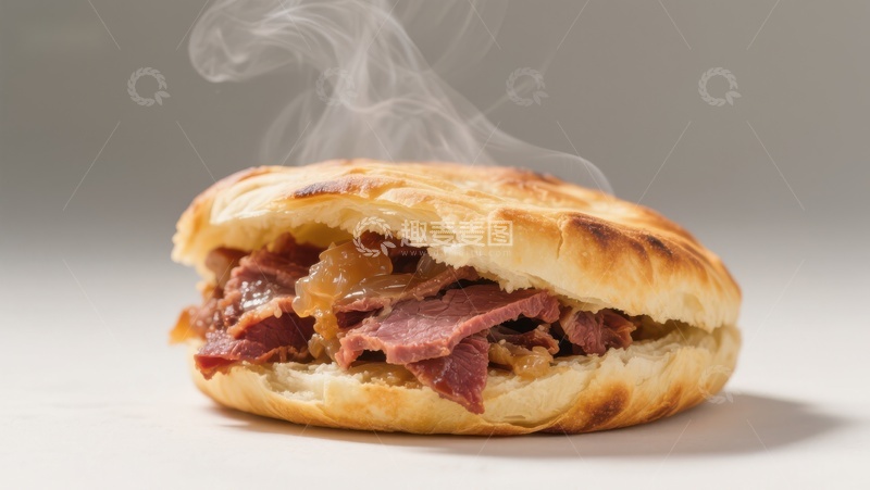 高清大图下载【趣麦麦图】热腾腾的肉夹馍