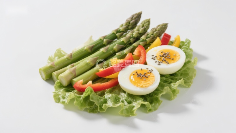 高清大图下载【趣麦麦图】芦笋鸡蛋沙拉摆盘