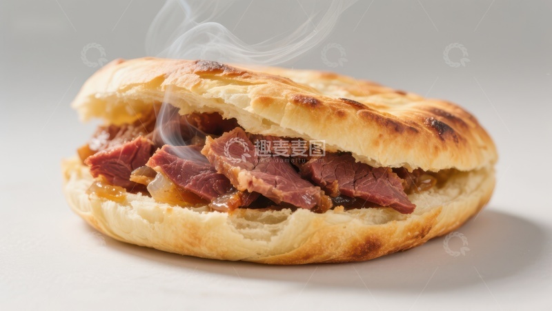 高清大图下载【趣麦麦图】热腾腾的肉夹馍