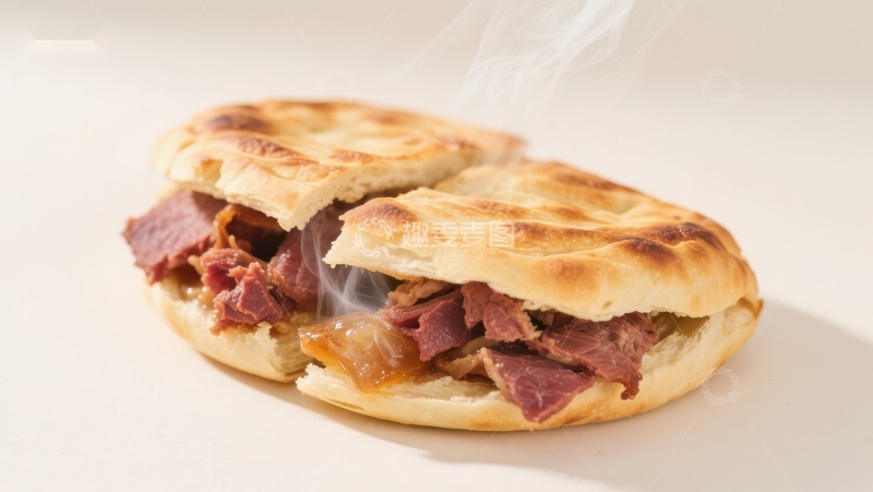 高清大图下载【趣麦麦图】热腾腾的肉夹馍
