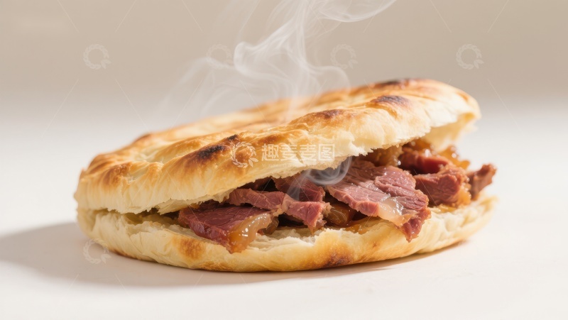 高清大图下载【趣麦麦图】热腾腾的肉夹馍