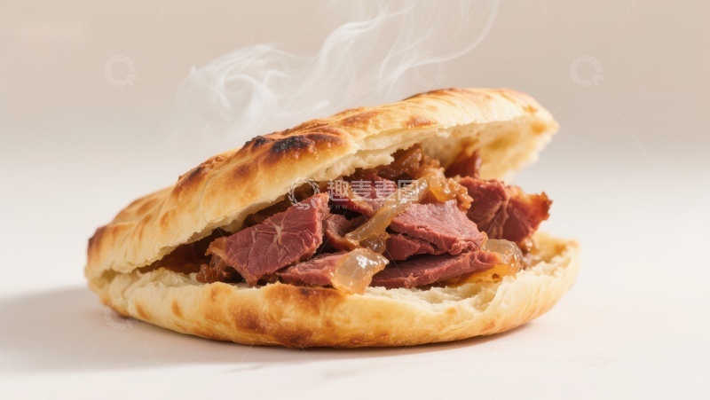 高清大图下载【趣麦麦图】热腾腾的肉夹馍