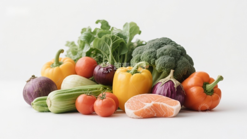 高清大图下载【趣麦麦图】新鲜蔬菜与三文鱼摆拍