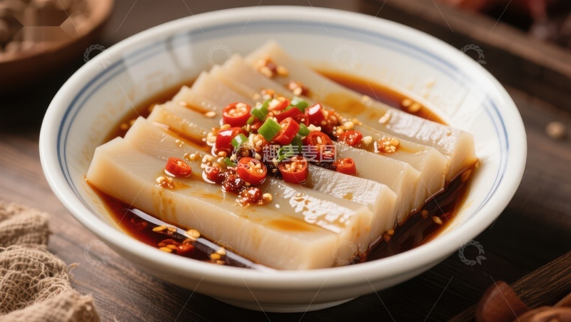 高清大图下载【趣麦麦图】凉粉配辣椒油，美味传统小吃