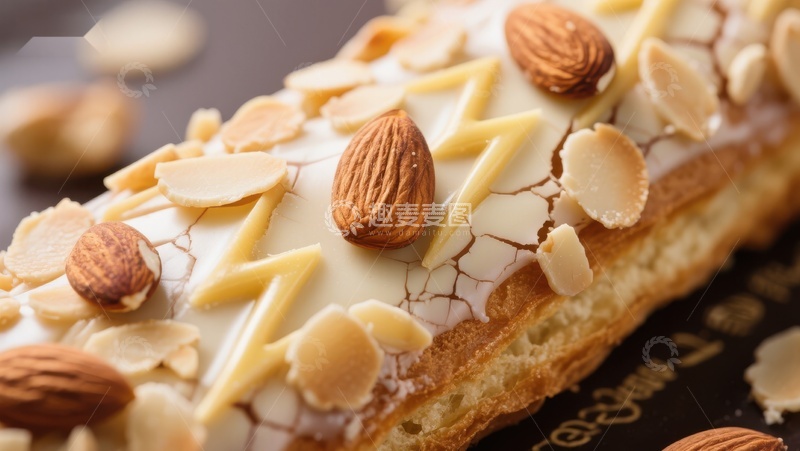 高清大图下载【趣麦麦图】杏仁奶油酥皮糕点特写