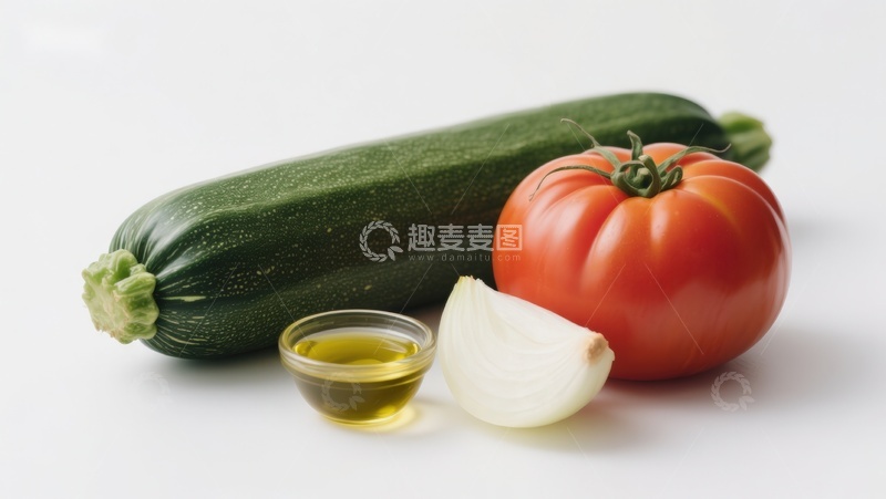 高清大图下载【趣麦麦图】新鲜蔬菜与橄榄油摆拍