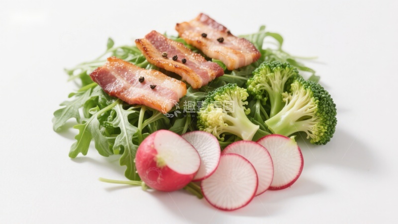 高清大图下载【趣麦麦图】培根蔬菜沙拉摆盘