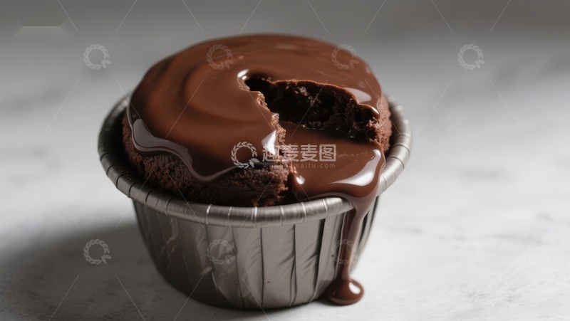 高清大图下载【趣麦麦图】巧克力淋面的松软纸杯蛋糕