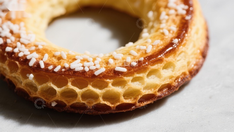 高清大图下载【趣麦麦图】撒有糖粒的蜂窝状面包圈
