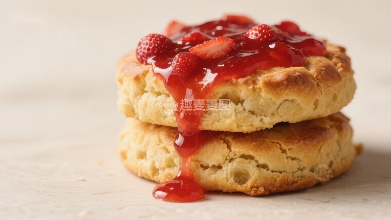 高清大图下载【趣麦麦图】草莓酱淋面的松饼