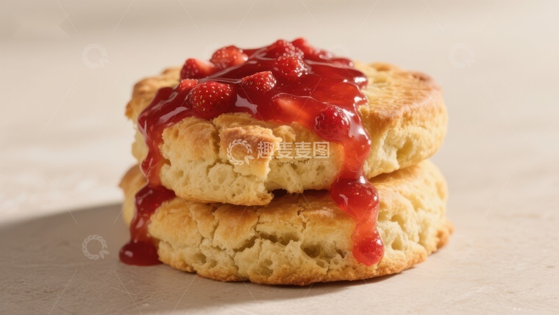 高清大图下载【趣麦麦图】草莓酱淋面的松饼