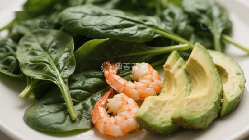 高清大图下载【趣麦麦图】虾仁菠菜牛油果沙拉