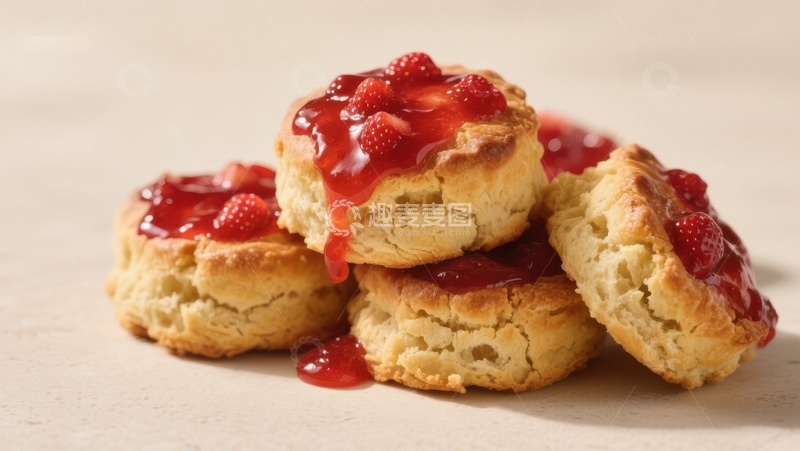 高清大图下载【趣麦麦图】草莓酱淋面的松饼