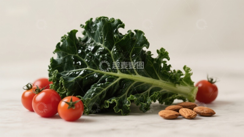 高清大图下载【趣麦麦图】羽衣甘蓝樱桃番茄与杏仁