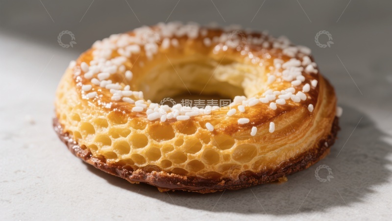 高清大图下载【趣麦麦图】撒有糖粒的蜂巢状甜甜圈
