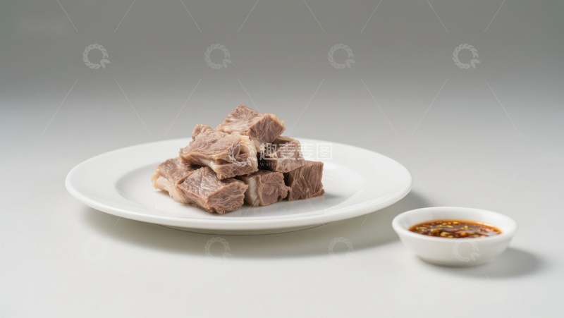 高清大图下载【趣麦麦图】盘中切块牛肉配蘸料