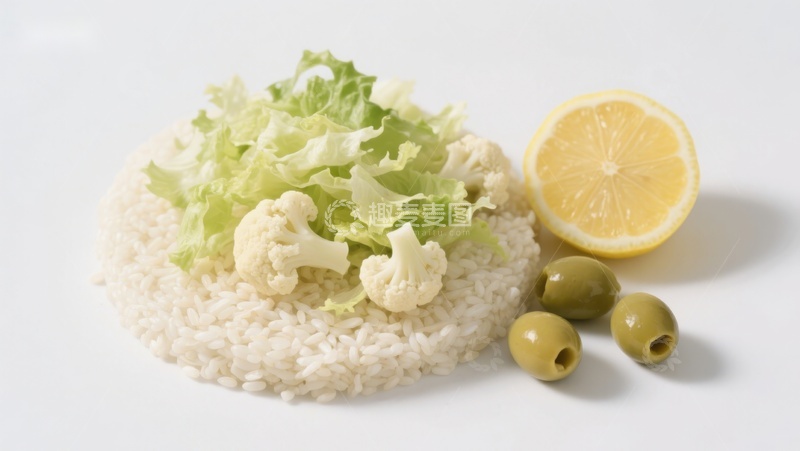 高清大图下载【趣麦麦图】米饭配蔬菜与柠檬橄榄