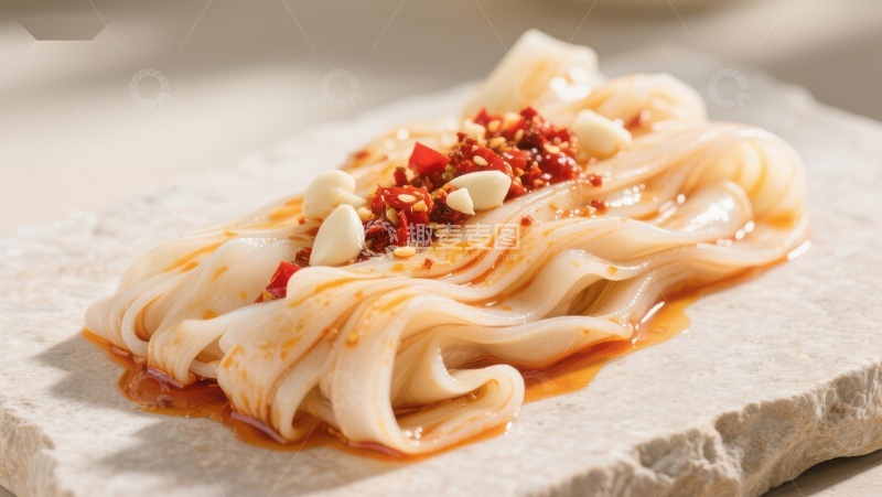 高清大图下载【趣麦麦图】凉皮配红油辣椒和蒜末