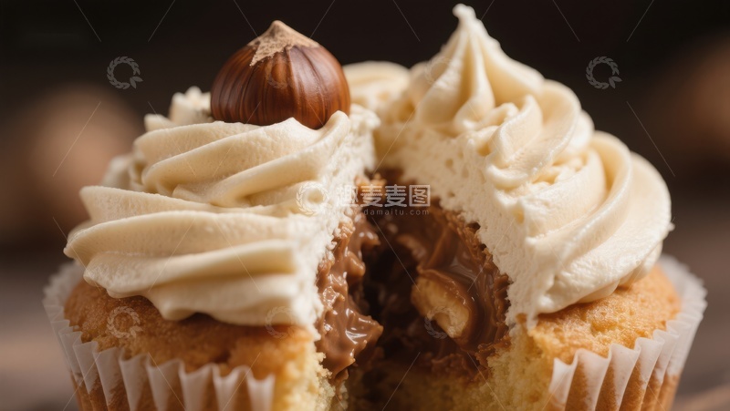 高清大图下载【趣麦麦图】榛果奶油蛋糕杯特写