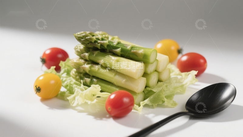高清大图下载【趣麦麦图】芦笋樱桃番茄沙拉摆盘