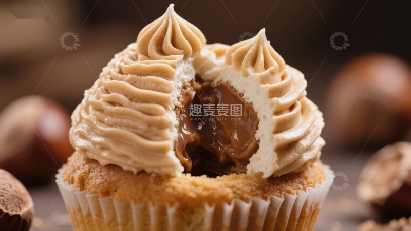 高清大图下载【趣麦麦图】奶油榛果馅心的松软纸杯蛋糕