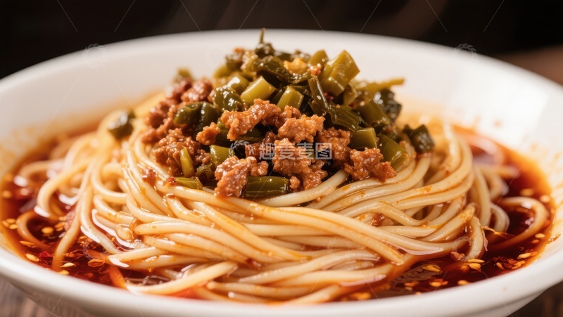 高清大图下载【趣麦麦图】热辣牛肉面配酸豆角