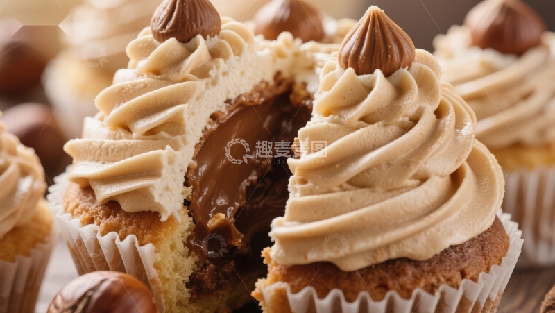 高清大图下载【趣麦麦图】榛果巧克力夹心纸杯蛋糕