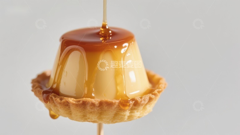 高清大图下载【趣麦麦图】焦糖布丁倒入挞壳中