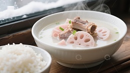 莲藕排骨汤配白米饭