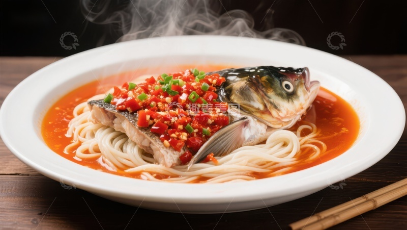 高清大图下载【趣麦麦图】热气腾腾的鱼头面