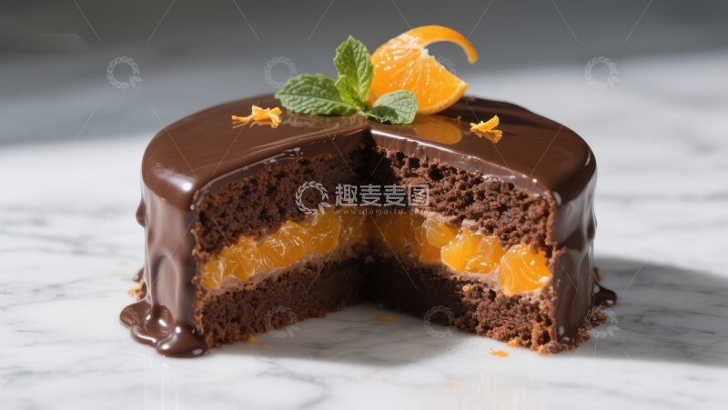 高清大图下载【趣麦麦图】巧克力橙子蛋糕切面展示