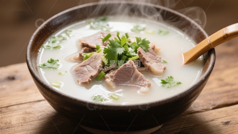 高清大图下载【趣麦麦图】热腾腾的羊肉汤，香气四溢