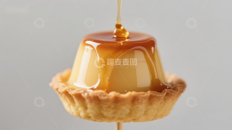 高清大图下载【趣麦麦图】焦糖缓缓浇灌在蛋挞上的瞬间