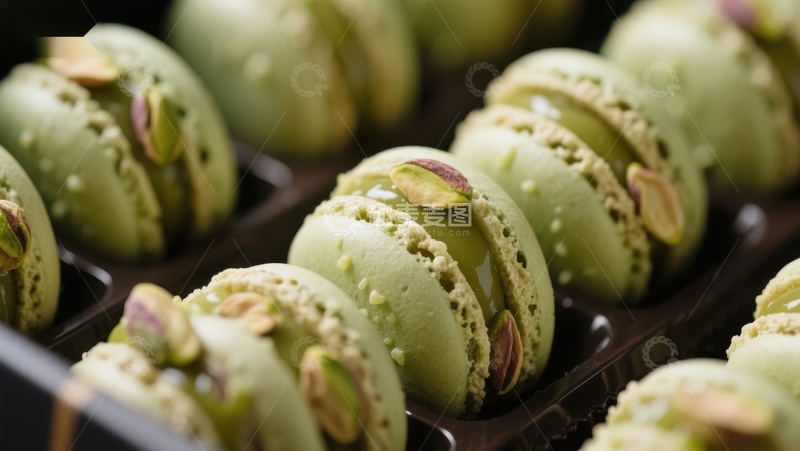 高清大图下载【趣麦麦图】绿色开心果马卡龙特写