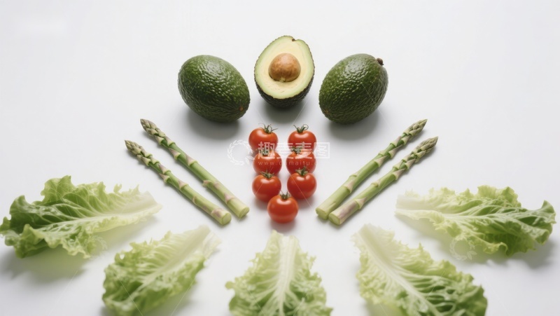 高清大图下载【趣麦麦图】新鲜蔬菜与牛油果摆盘