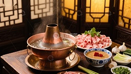 铜锅涮肉，热气腾腾的美食体验