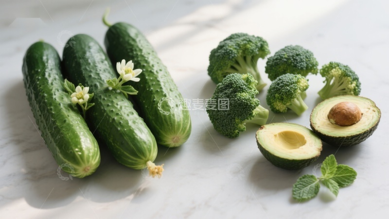 高清大图下载【趣麦麦图】新鲜蔬菜与牛油果静物