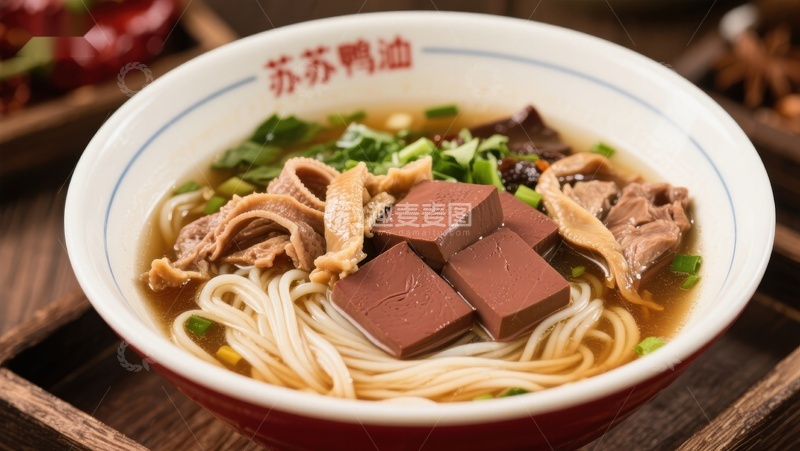 高清大图下载【趣麦麦图】美味鸭血粉丝汤，鲜香四溢