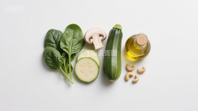 高清大图下载【趣麦麦图】新鲜蔬菜与坚果食材组合