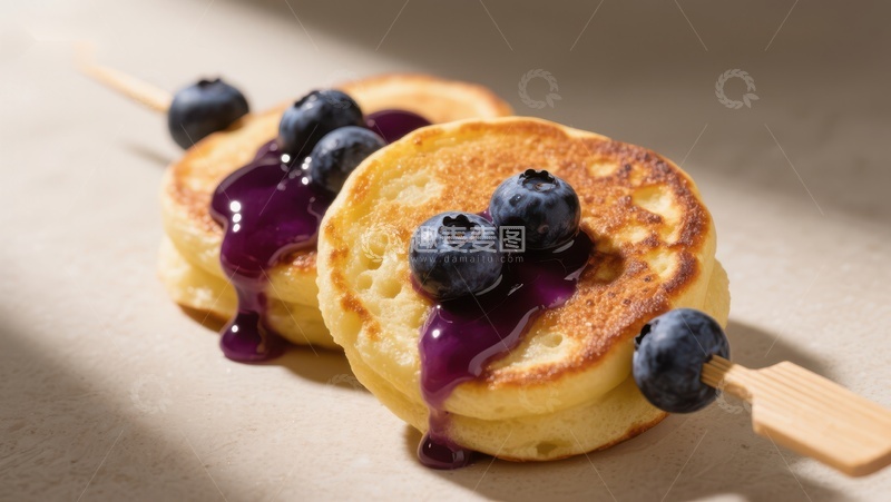 高清大图下载【趣麦麦图】蓝莓酱淋小煎饼串