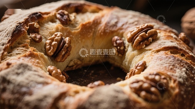 核桃面包圈，金黄酥脆
