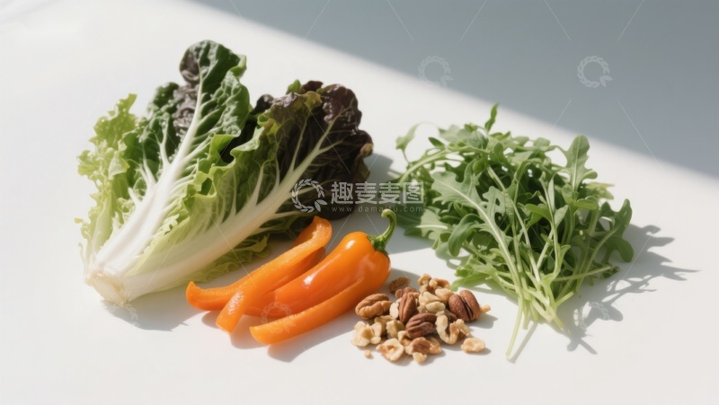 高清大图下载【趣麦麦图】新鲜蔬菜与坚果静物摆拍