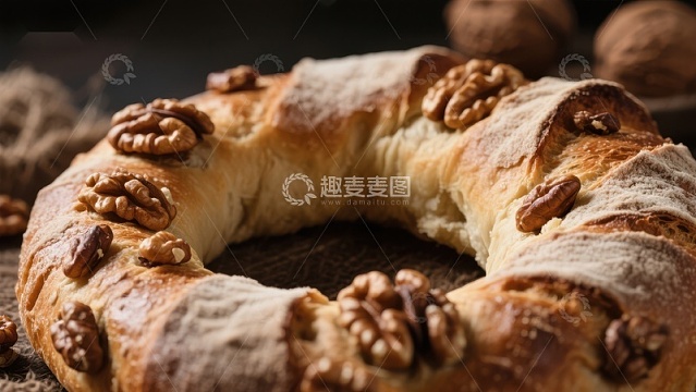 核桃面包圈，金黄酥脆