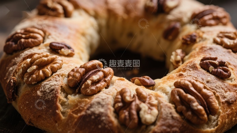 高清大图下载【趣麦麦图】核桃面包圈特写